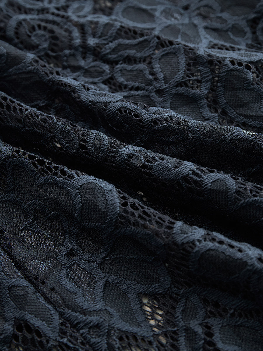 Vintage-Inspired Bohemian Intricate Lace Textured Pattern Sleeveless Waistband Midi Dress