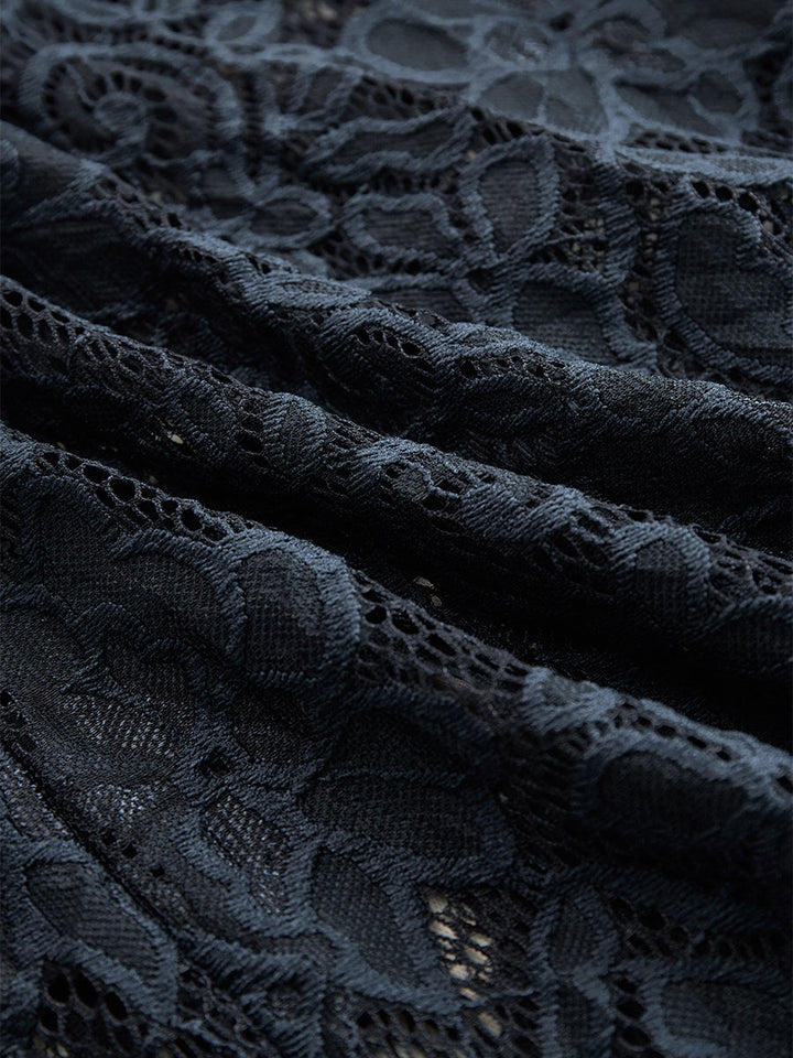 Vintage-Inspired Bohemian Intricate Lace Textured Pattern Sleeveless Waistband Midi Dress