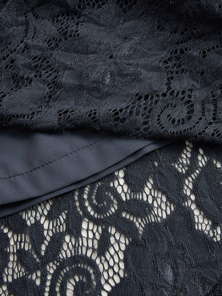 Vintage-Inspired Bohemian Intricate Lace Textured Pattern Sleeveless Waistband Midi Dress