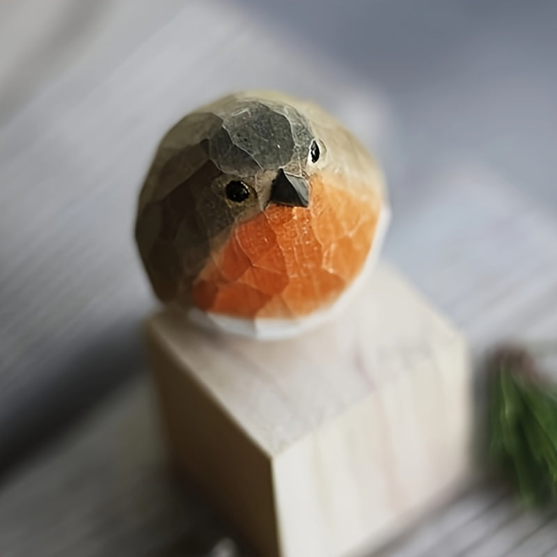 WoodRobin Sculpture – Handmade Wooden Robin for Shelf Decoration &amp; Gift