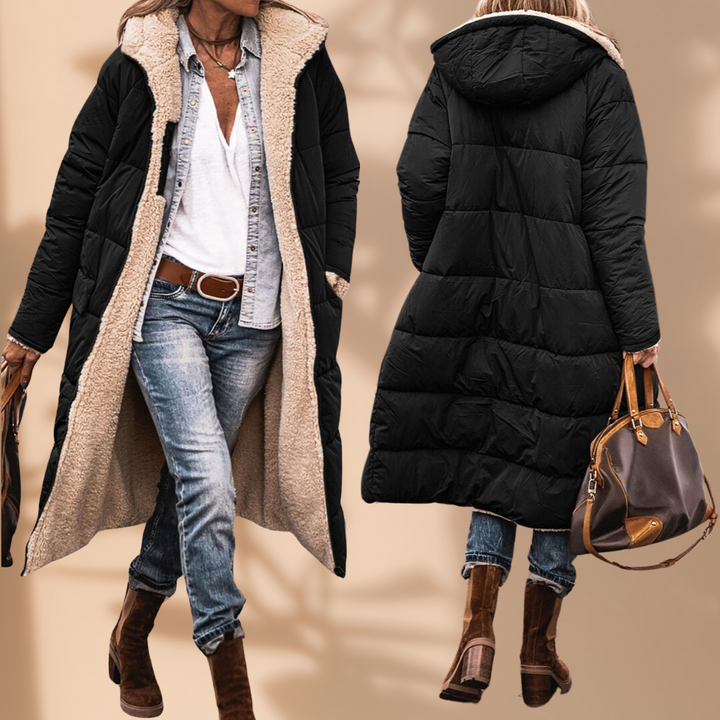 Damen Winddichte Wasserfeste Winterjacke – Warm, Schwarz, Ideal für Kaltes Wetter und Freizeitoutfits