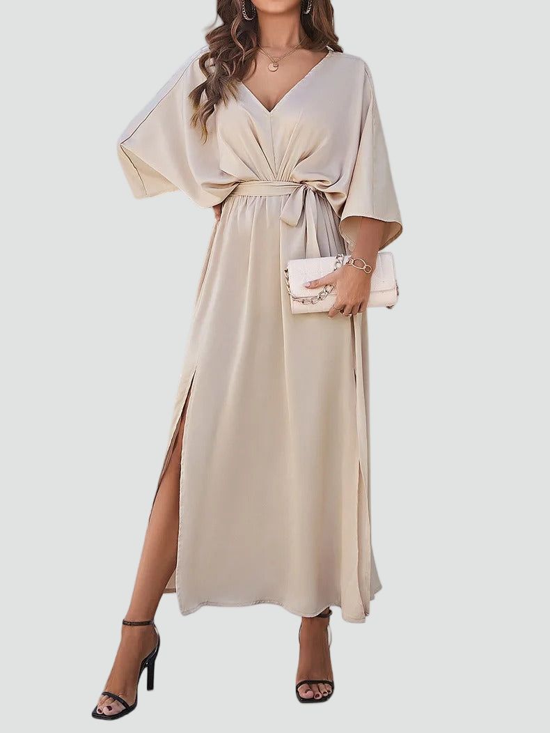 Sommer Maxi Kleid für Damen mit V-Ausschnitt und lockerer Passform