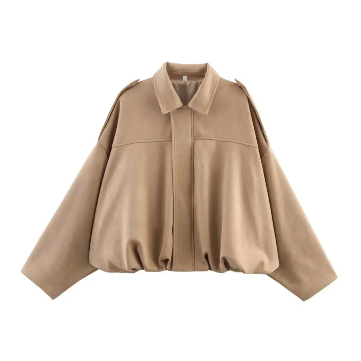 Ivy | Veste mi-saison en daim pour femme avec col pointu