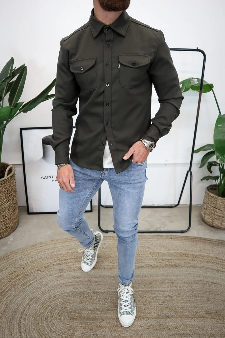 Herren Overshirt Jacke mit Brusttaschen Frühling Herbst Casual Leichtgewicht