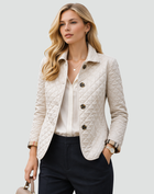 Damen Tussenseizoenjack Regular Fit Mit Stehkragen und Knöpfen