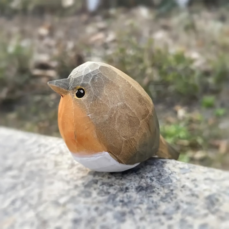 WoodRobin Sculpture – Handmade Wooden Robin for Shelf Decoration &amp; Gift