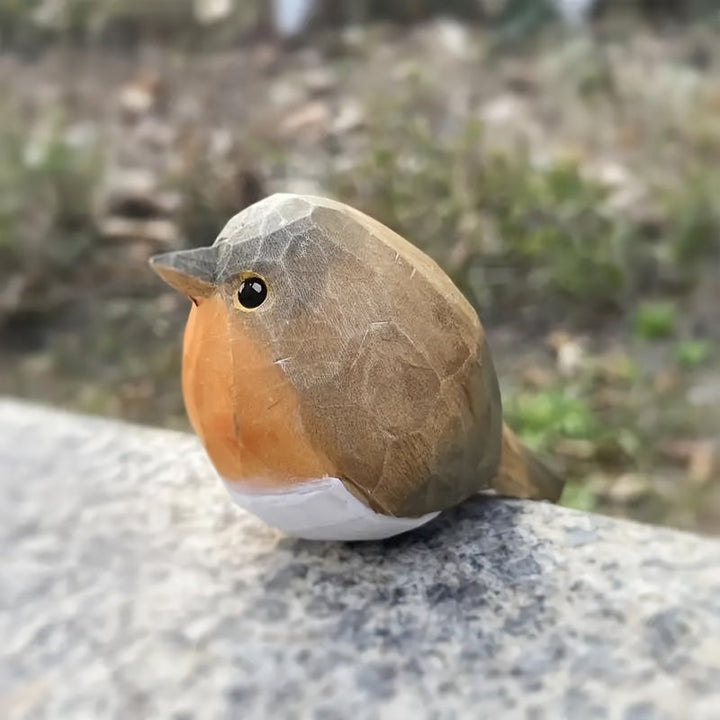 WoodRobin Sculpture – Handmade Wooden Robin for Shelf Decoration &amp; Gift