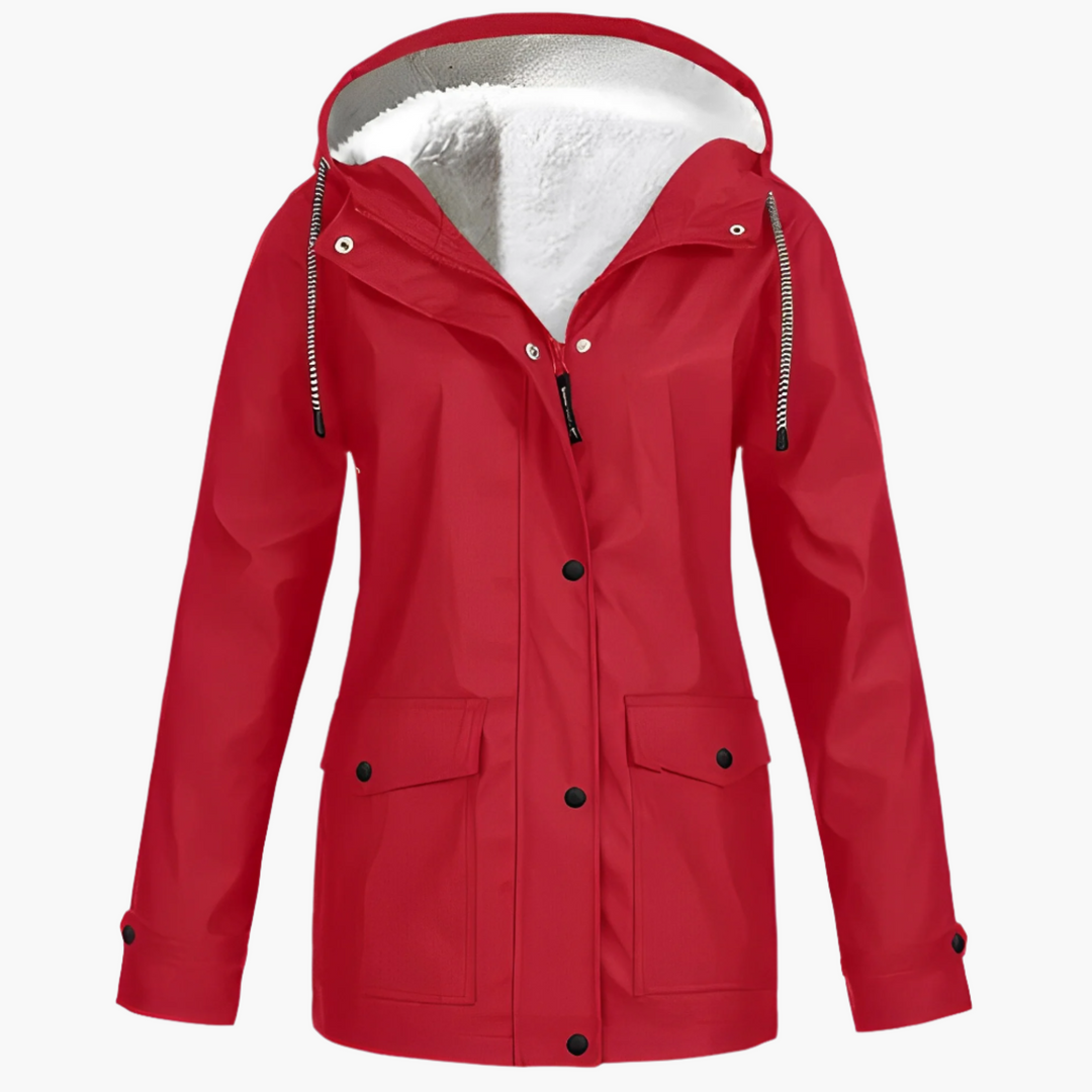 Damen Winter Regenjacke mit Fleece-Futter – Wasserdichte Outdoor-Jacke für kalte Tage
