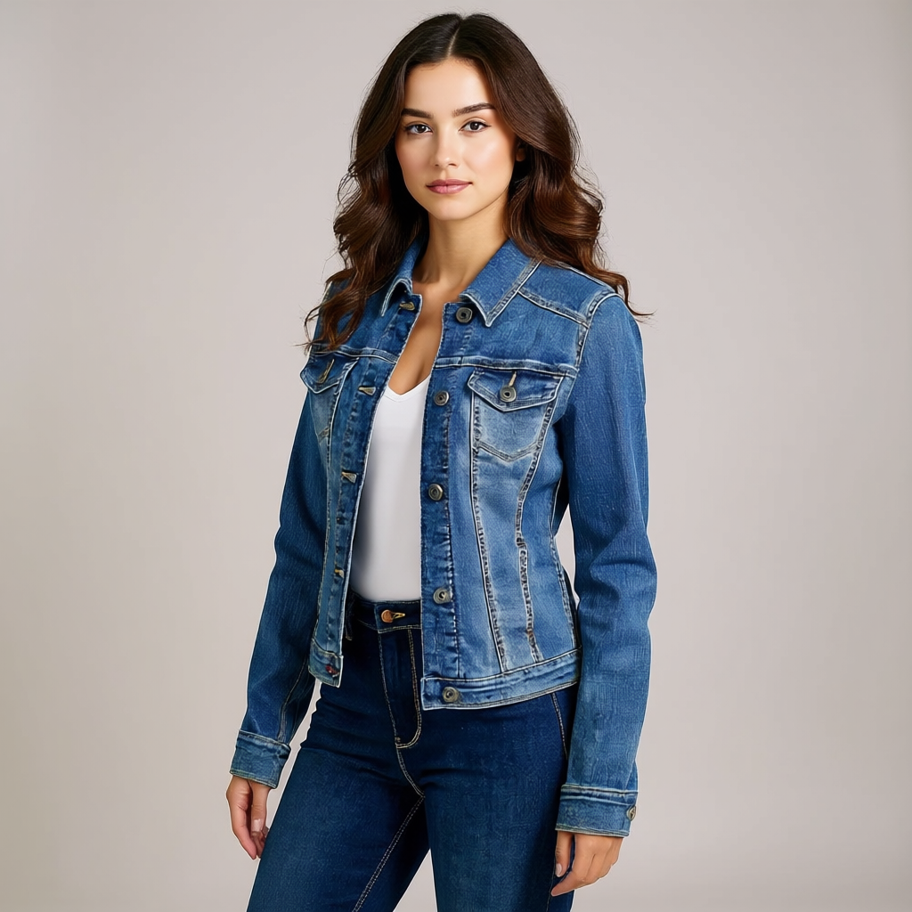 Damen Stretch Denim Jacke mit Taschen