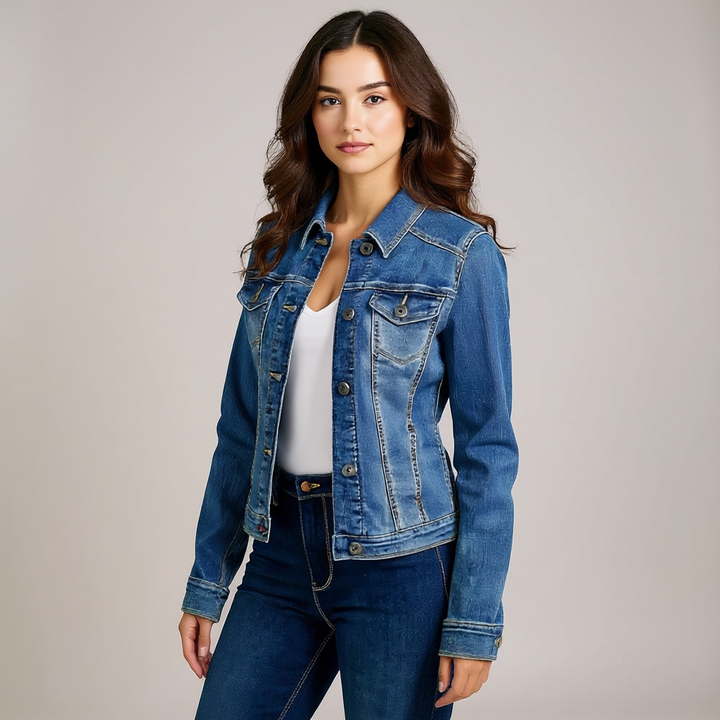 Damen Stretch Denim Jacke mit Taschen