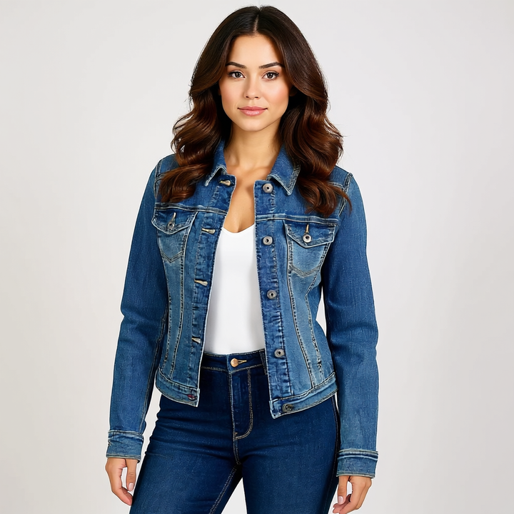 Damen Stretch Denim Jacke mit Taschen