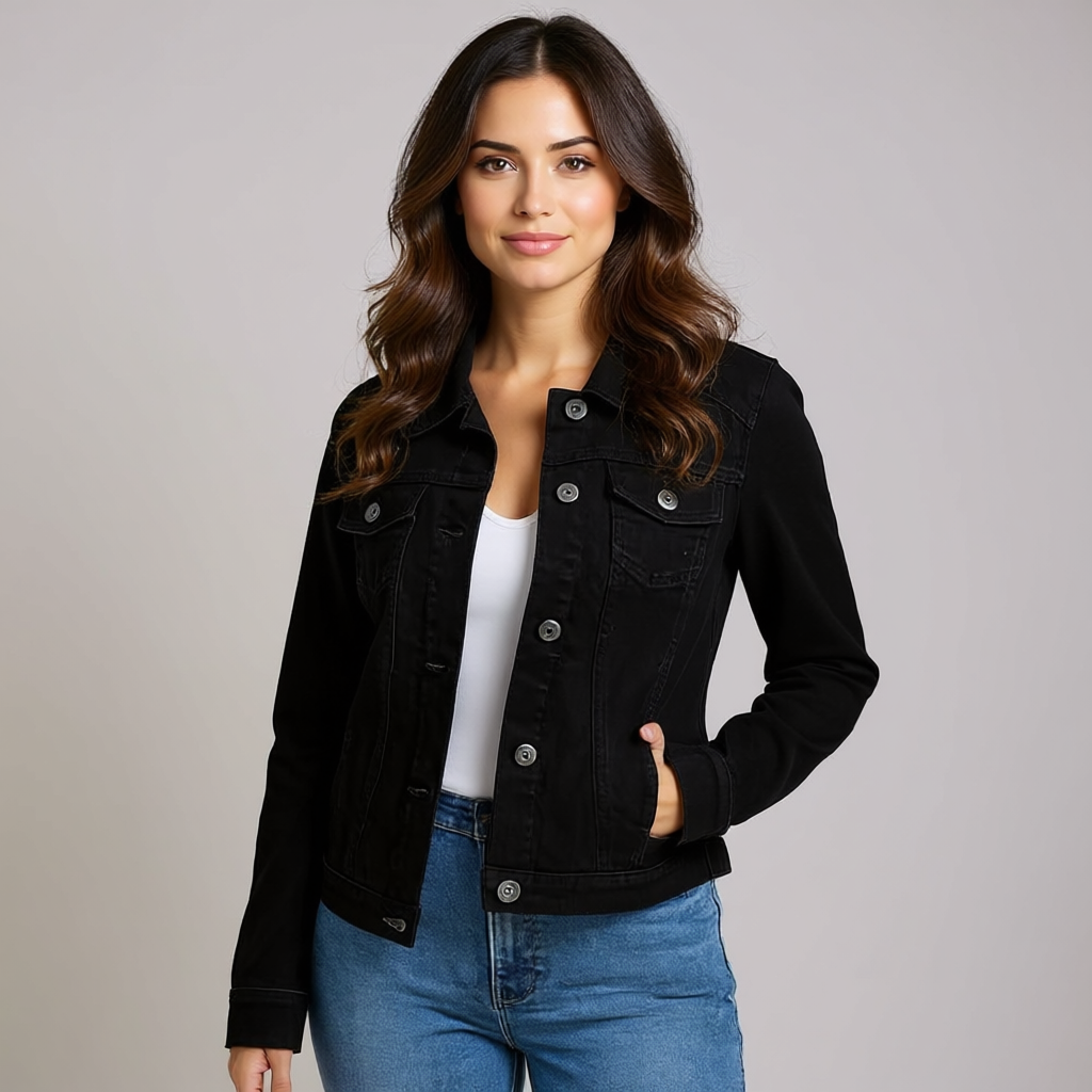 Damen Stretch Denim Jacke mit Taschen