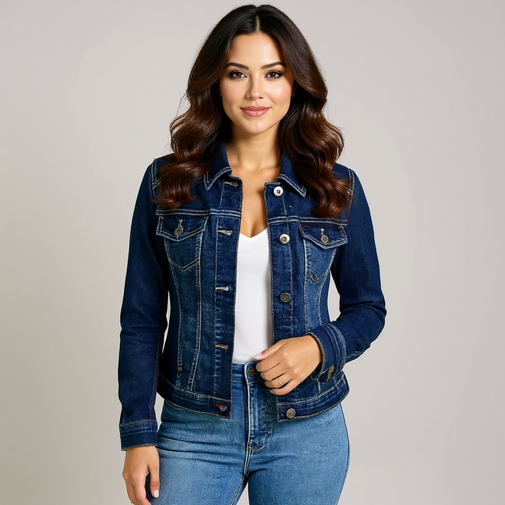 Damen Stretch Denim Jacke mit Taschen