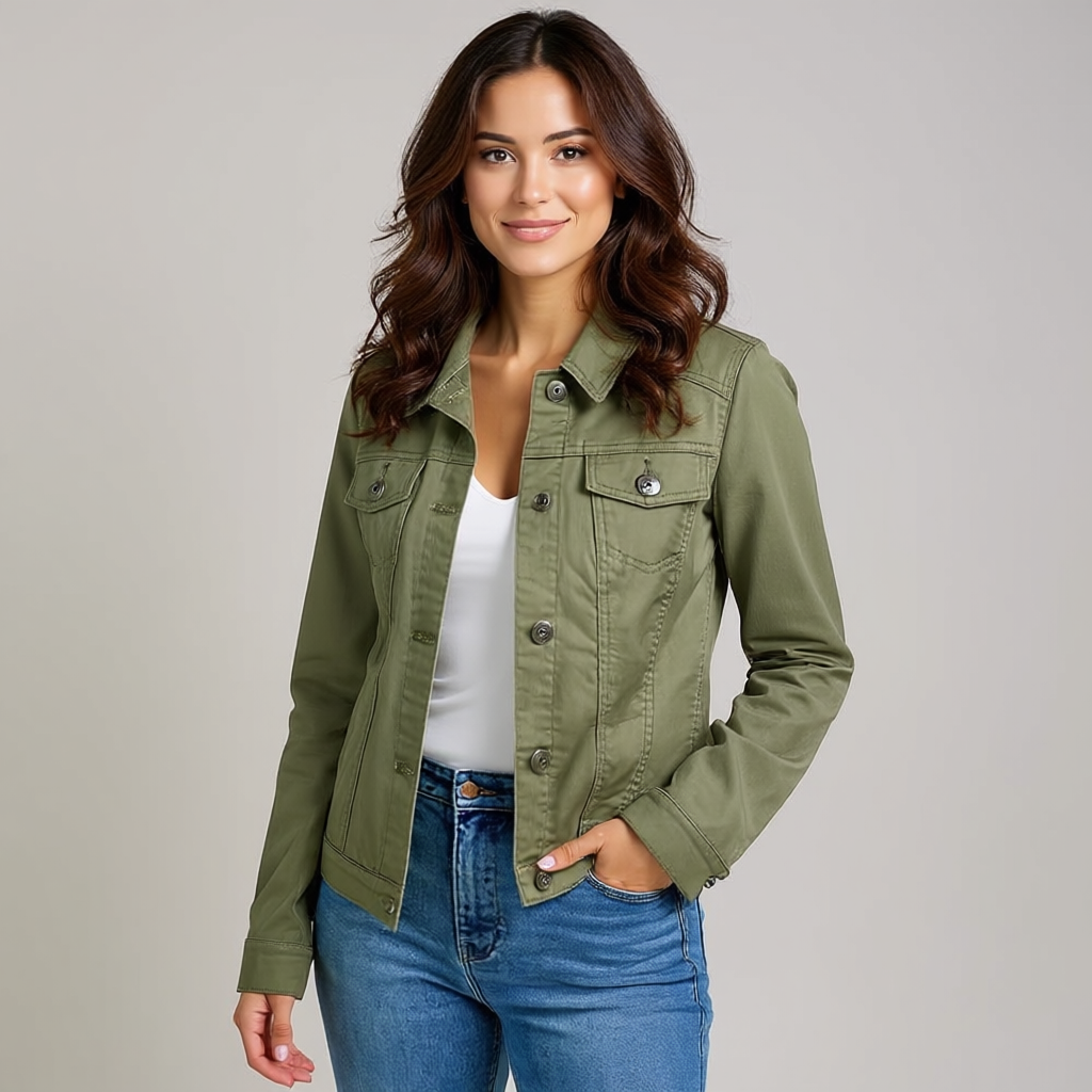 Damen Stretch Denim Jacke mit Taschen