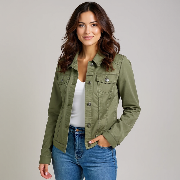 Damen Stretch Denim Jacke mit Taschen