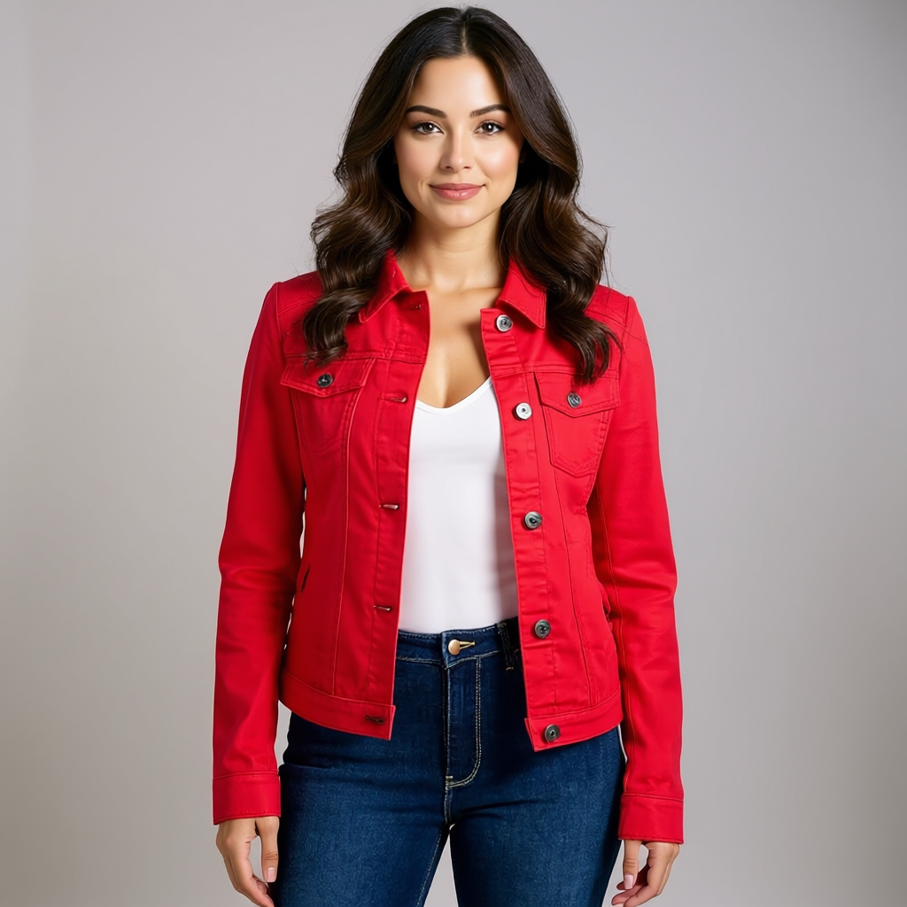 Damen Stretch Denim Jacke mit Taschen