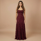 Damen Hochzeitsgast Blumenspitze Maxi Kleid mit Spaghettiträgern