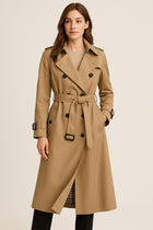 Damenmantel - Doppelter Herbst-Trenchcoat mit Knopfleiste