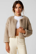 Jacke Damen - Kurzgeschnittene Flauschige Kunstlederjacke