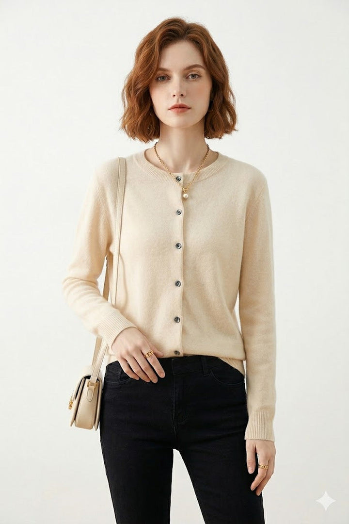 Damen Cardigan - Weicher Strick-O-Hals-Cardigan