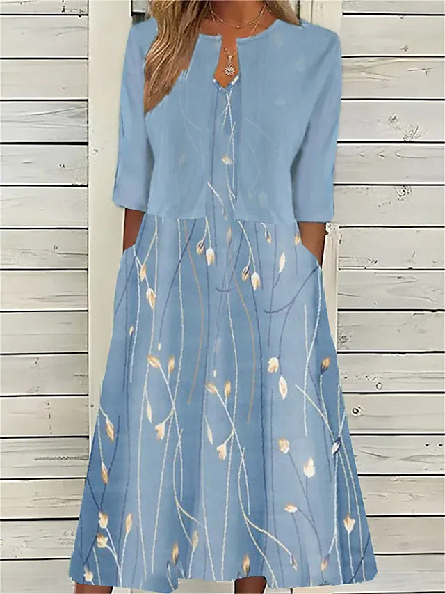 Elise - Robe midi deux-pièces à motif floral pour femme