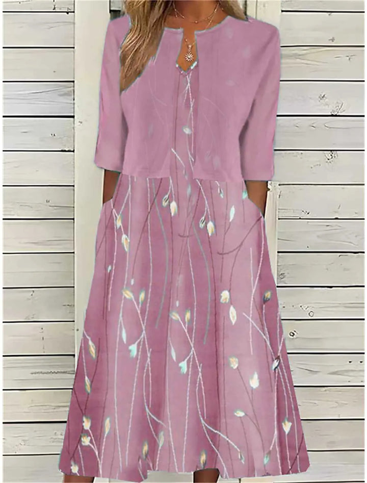 Elise - Robe midi deux-pièces à motif floral pour femme