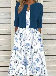 Elise - Robe midi deux-pièces à motif floral pour femme