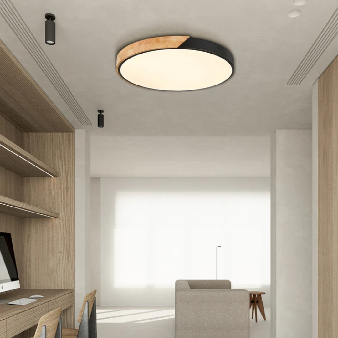 LED Ceiling Lamp with Scandinavian Design in Wood &amp; Acrylic