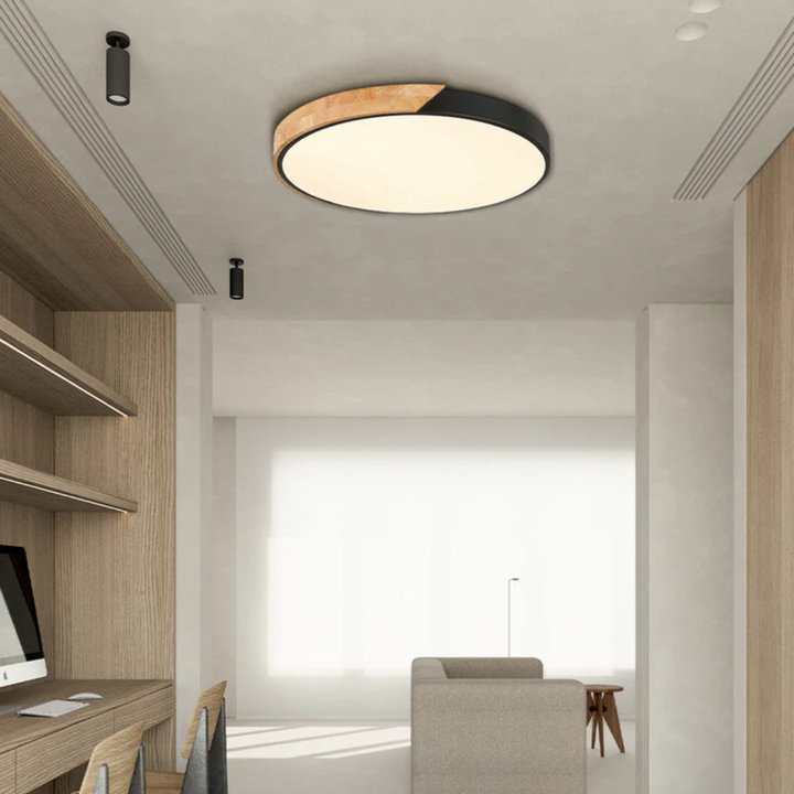 LED Ceiling Lamp with Scandinavian Design in Wood &amp; Acrylic