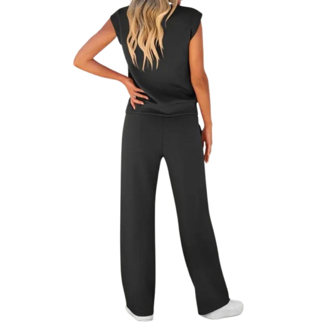 Damen Freizeit Sommer Lounge Set aus weichem Stoff mit lockerer Passform