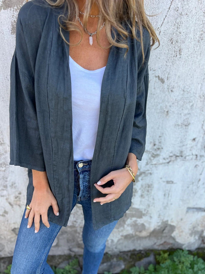 Damen Leichter Offener Cardigan – Dreiviertelärmel