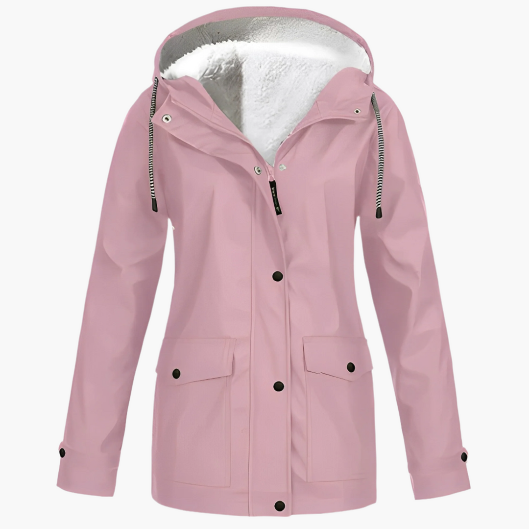 Damen Winter Regenjacke mit Fleece-Futter – Wasserdichte Outdoor-Jacke für kalte Tage