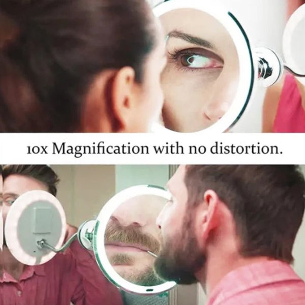 Sandsberg LED Magnifying Mirror with Flexible Gooseneck | 10x Magnification | Daylight LED | Cosmetic Mirror