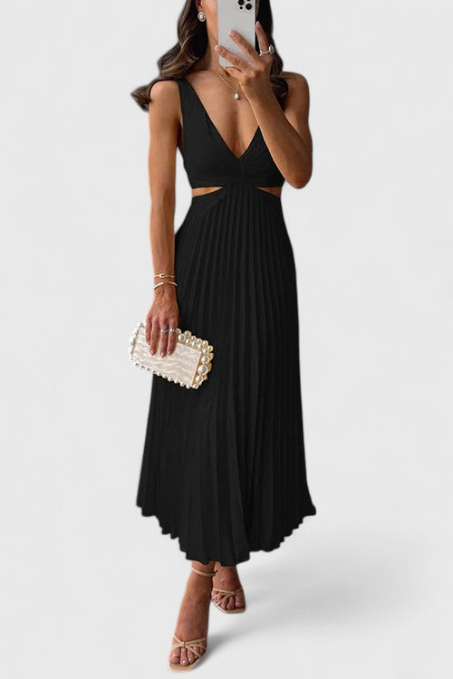 Damen Hochzeitsgastkleid | Ärmellos Falten