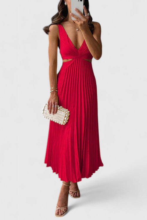 Damen Hochzeitsgastkleid | Ärmellos Falten