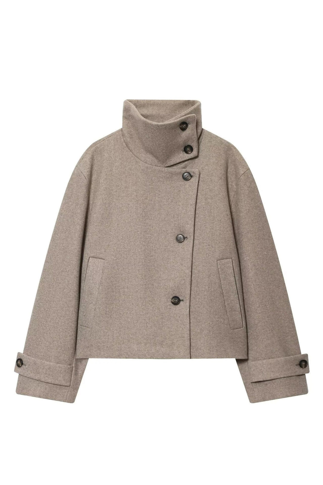 Damenjacke - Kurzjacke aus Wollmischung mit Schnallenkragen