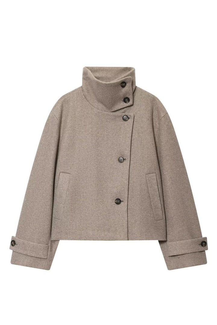Damenjacke - Kurzjacke aus Wollmischung mit Schnallenkragen