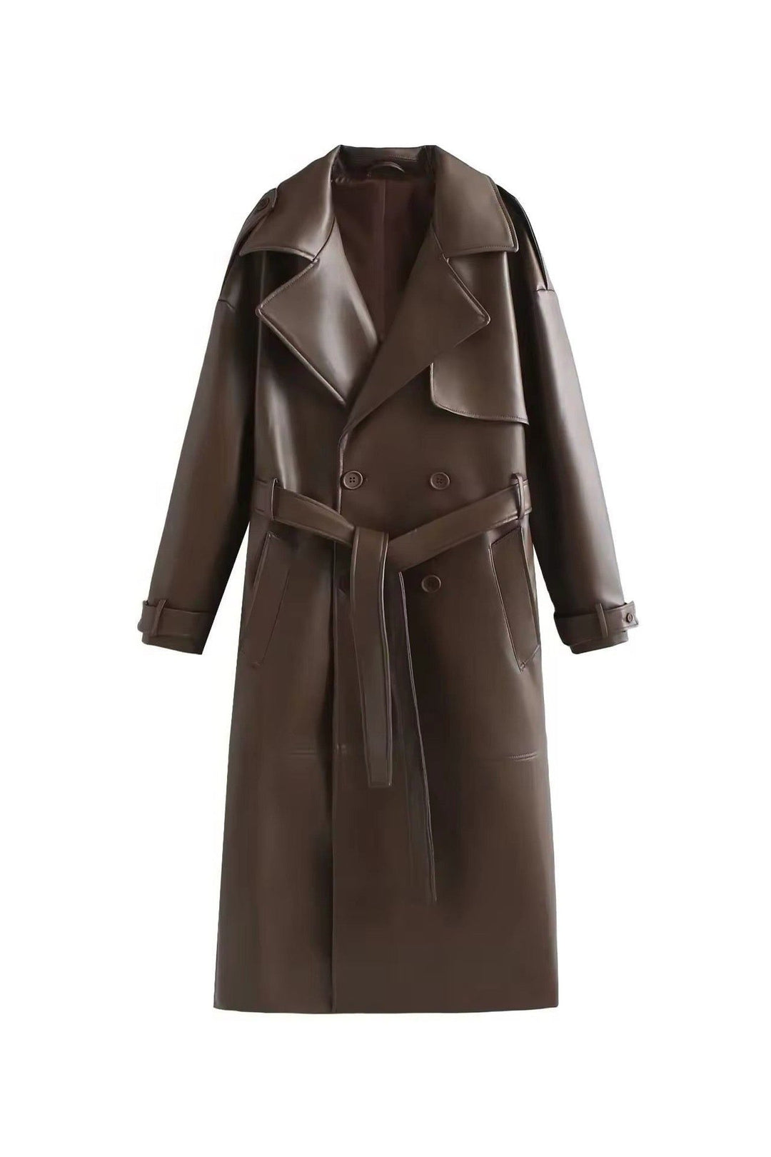 Trenchcoat Damen - Doppelreihiger Gürtel-Trenchcoat mit langen Ärmeln