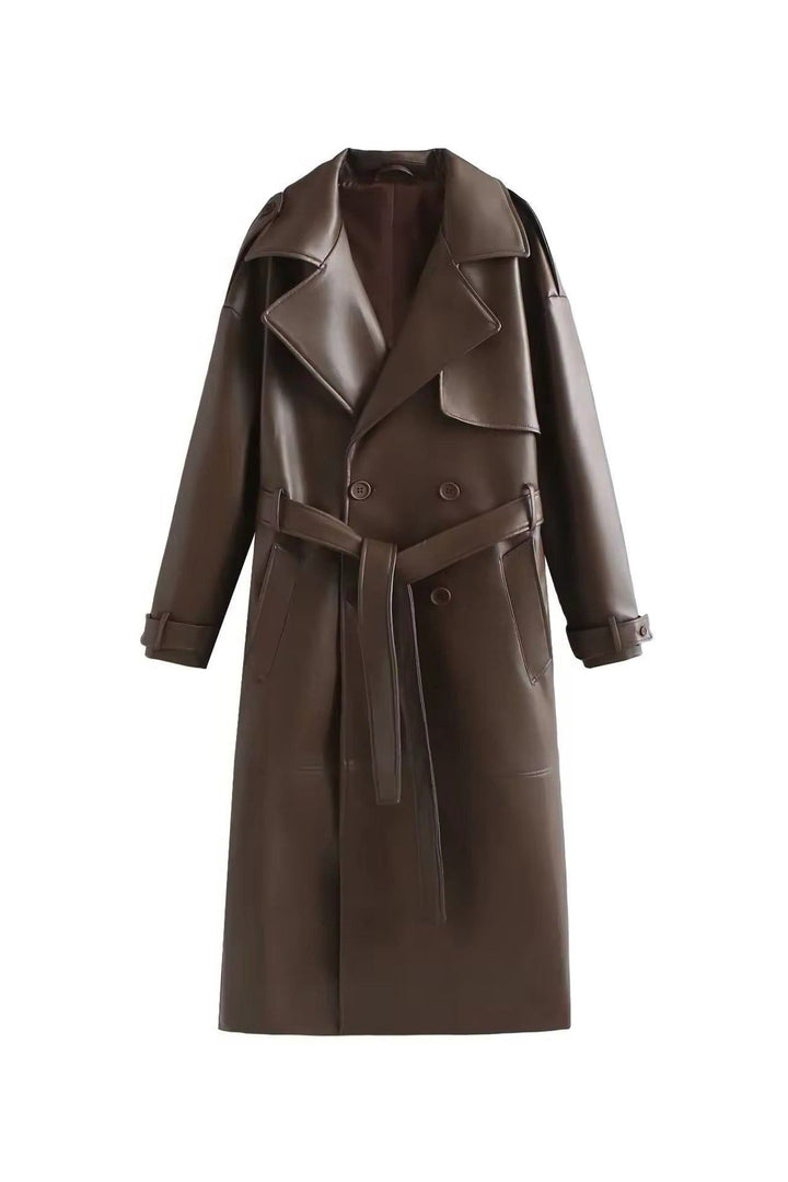 Trenchcoat Damen - Doppelreihiger Gürtel-Trenchcoat mit langen Ärmeln