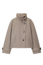 Damenjacke - Wollmischung Cropped Jacke mit Schnallenkragen