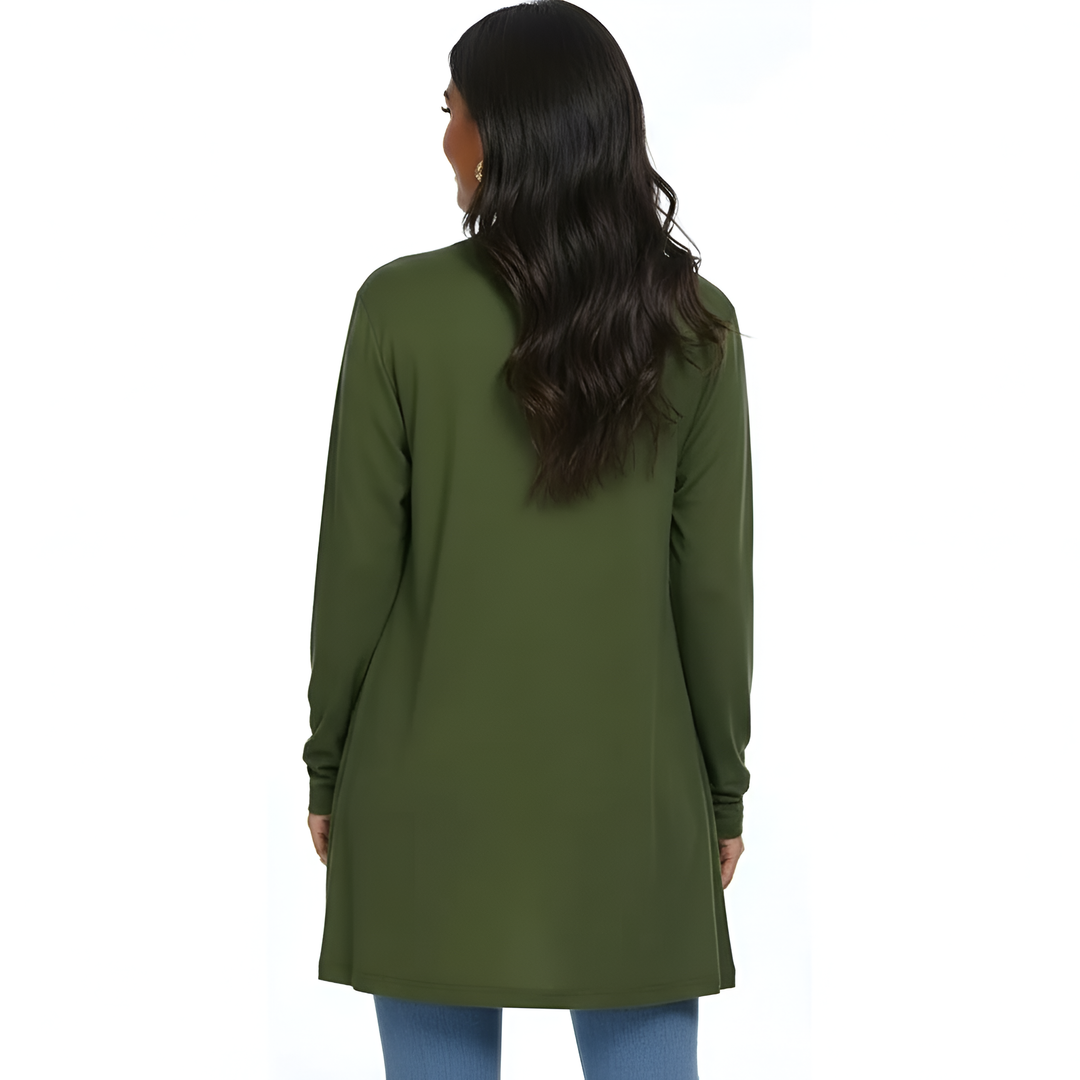 Leichter, lässiger, offener langer Cardigan mit Taschen