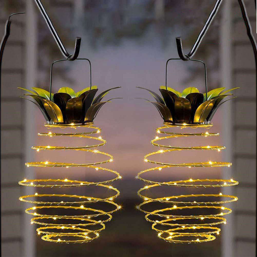 Solar Hanging Lantern Pineapple | Spiral LED Lights | IP44 | Garden &amp; Balcony