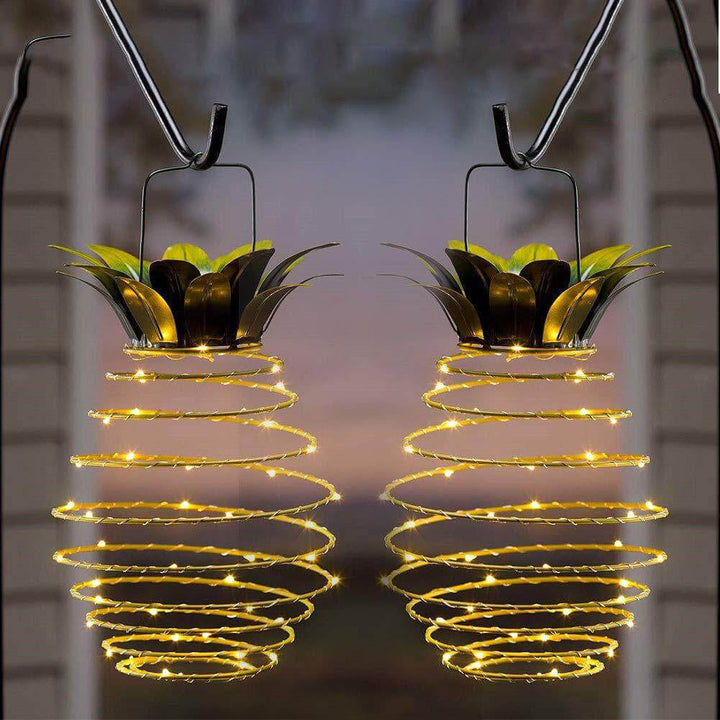Solar Hanging Lantern Pineapple | Spiral LED Lights | IP44 | Garden &amp; Balcony