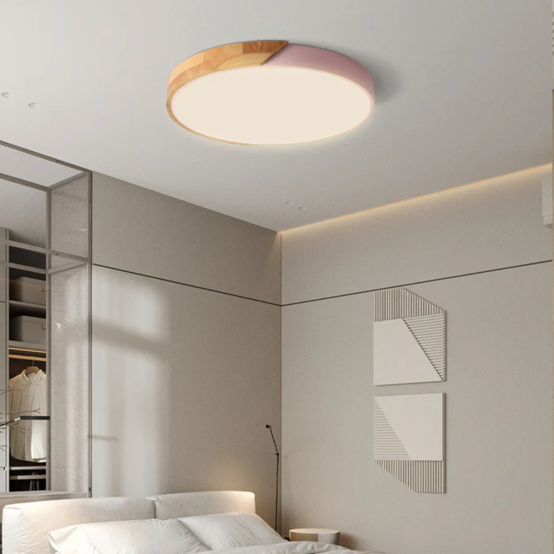 LED Ceiling Lamp with Scandinavian Design in Wood &amp; Acrylic