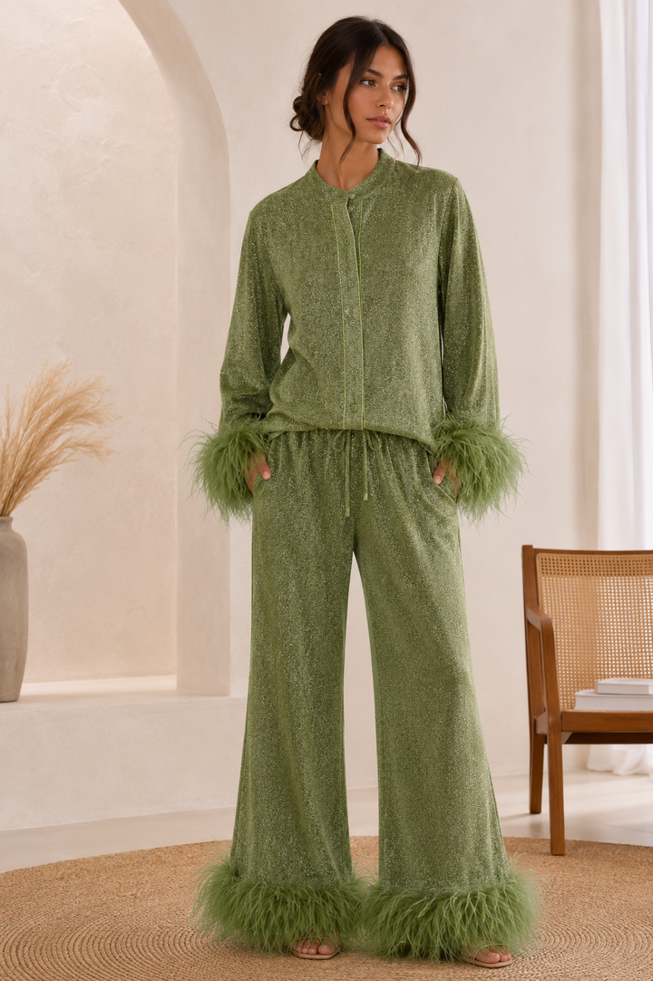Henley - Luxus Glitzer Set mit Federn