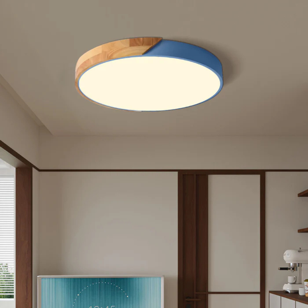 LED Ceiling Lamp with Scandinavian Design in Wood &amp; Acrylic