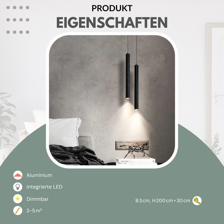 Pendant Light Bedroom | Black | Minimalist | LED