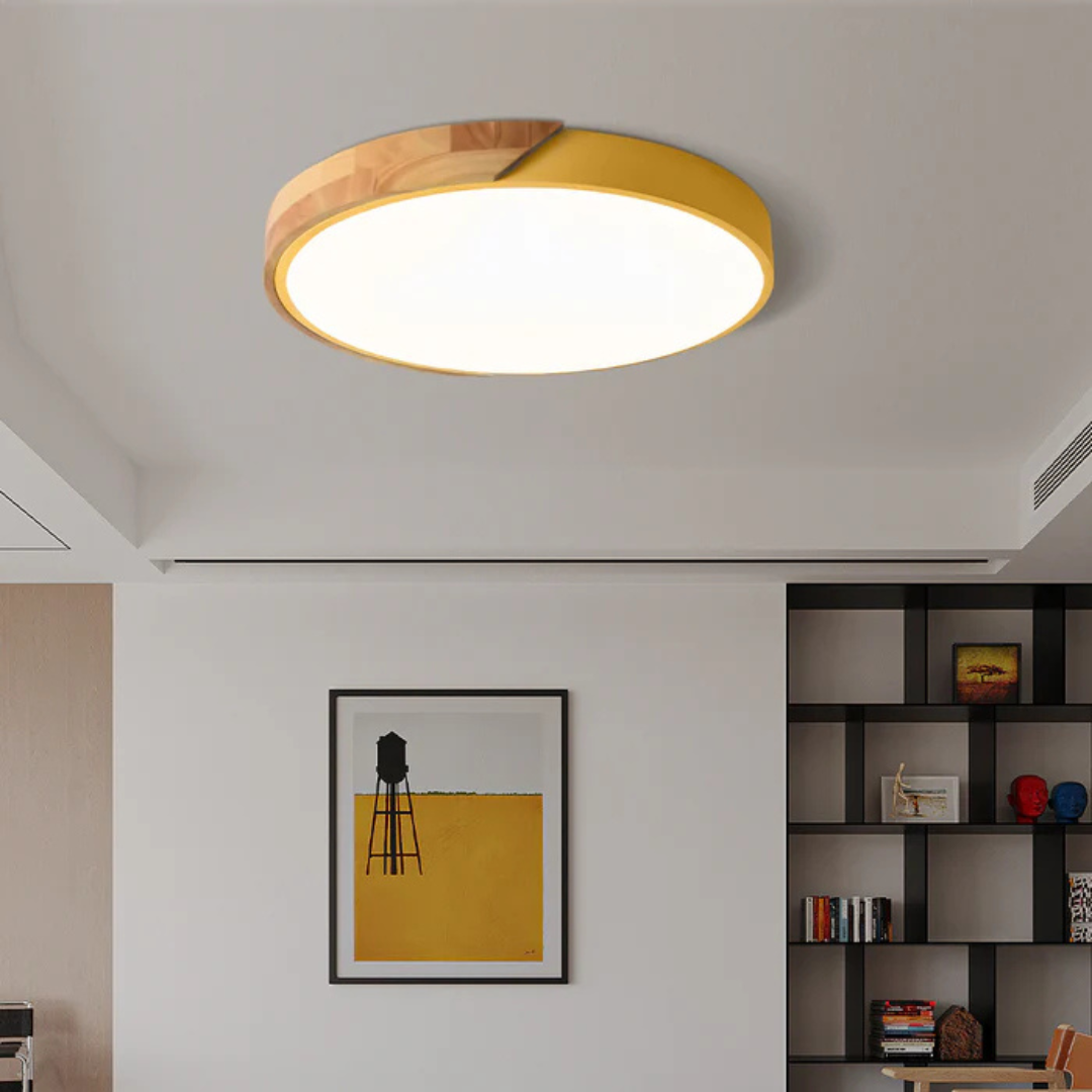 LED Ceiling Lamp with Scandinavian Design in Wood &amp; Acrylic