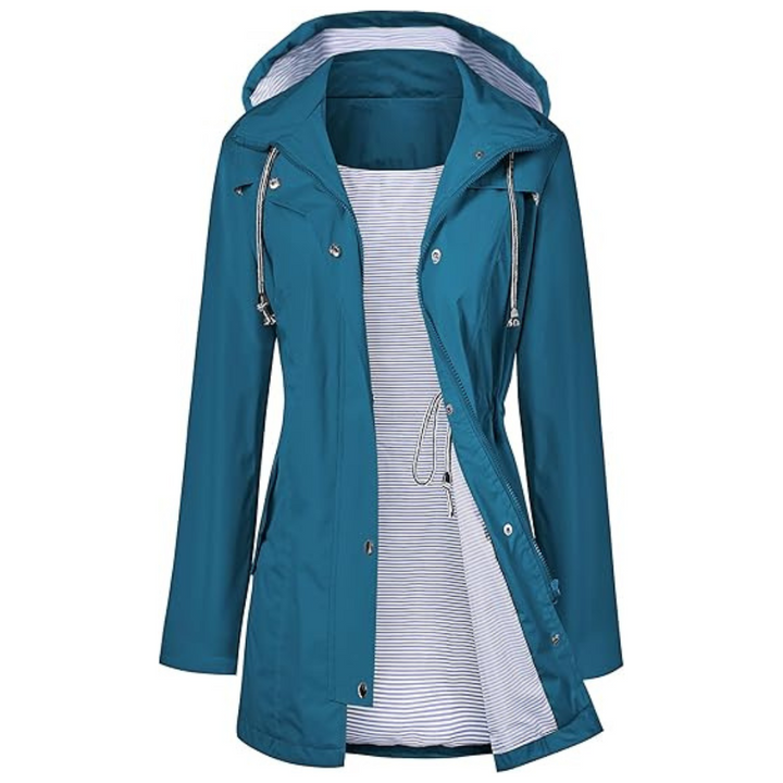 Wasserdichter langer Kapuzen-Trenchcoat gefüttert Windbreaker Reisejacke