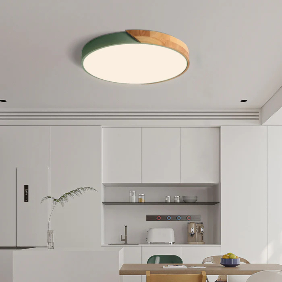 LED Ceiling Lamp with Scandinavian Design in Wood &amp; Acrylic